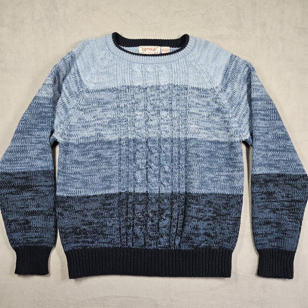 Vintage Campus Sweater Mens Large Ombre Grandpacore Preppy Beachy 90s Acrylic
